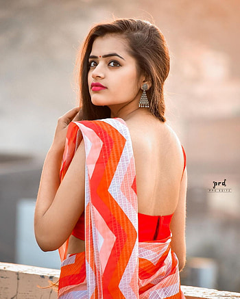 Dipika Rana, orange, dress, saree, reels HD phone wallpaper
