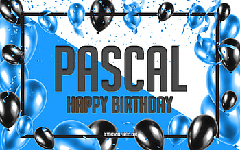 Happy Birtay Pascal, Birtay Balloons Background, Pascal, with names, Pascal Happy Birtay, Blue Balloons Birtay Background, Pascal Birtay HD wallpaper