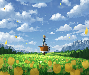 Violet Evergarden : Serene Sky and Golden Fields in Anime Splendor, Anime, Violet Evergarden HD wallpaper