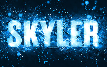 Happy Birtay Skyler, , blue neon lights, Skyler name, creative, Skyler Happy Birtay, Skyler Birtay, popular american male names, with Skyler name, Skyler HD wallpaper