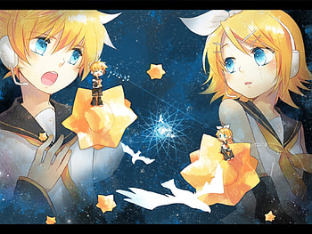 Sing With Me, Project Diva, Stars, Kagamine Len, Kagamine Rin, Vocaloid HD wallpaper