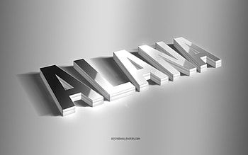 Alana, silver 3d art, gray background, with names, Alana name, Alana greeting card, 3d art, with Alana name HD wallpaper