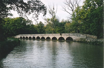 Bridge over the River, river, trees, bridge, sky, nature, forest HD wallpaper