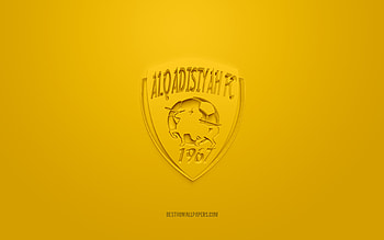 Al Qadsia FC, creative 3D logo, yellow background, SPL, Saudi Arabian football Club, Saudi Professional League, Khobar, Saudi Arabia, 3d art, football, Al Qadsiah FC 3d logo HD wallpaper