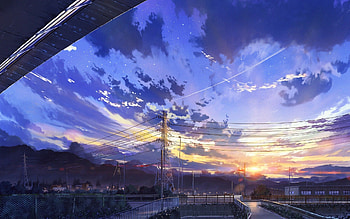 Anime Landscape, Scenery, Clouds, Stars, Buildings for MacBook Pro 13 inch, 2560X1600 HD wallpaper
