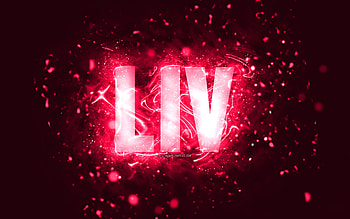 Happy Birtay Liv, , pink neon lights, Liv name, creative, Liv Happy Birtay, Liv Birtay, popular american female names, with Liv name, Liv HD wallpaper
