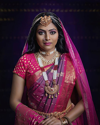 Praneetha Patnaik, sari, Telugu actress, hair HD phone wallpaper