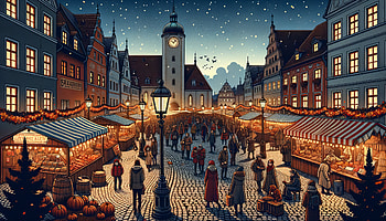 Enchanting Evening Christmas Market, farmers market, man made, city, christmas market, festive lights HD wallpaper