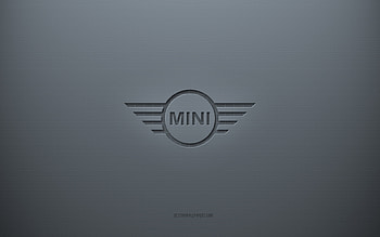 Mini logo, gray creative background, Mini emblem, gray paper texture, Mini, gray background, Mini 3d logo HD wallpaper