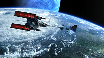 Preview Spaceship over Pandora orbit HD wallpaper