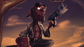 Chibi Hellboy, hellboy, superheroes, artwork, digital-art, art, behance HD wallpaper