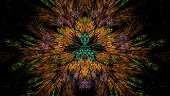 Brown Purple Green Fractal Lines Shapes Abstraction Abstract HD wallpaper