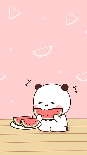 Panda, animales, dibujoanimado, fruta, kawaii HD phone wallpaper