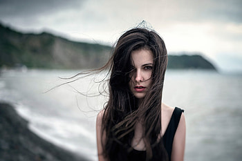 Girl Hair On Face , girls, model, outdoor HD wallpaper