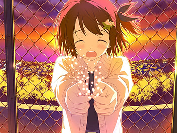 Anime, City, Fence, Girl, Cry HD wallpaper