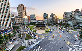 Korea, Seoul cityscapes, Roads, Sunset HD wallpaper