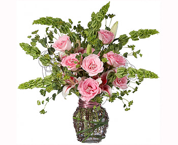 bouquet, gentle, graphy, nice, rose, flower, , roses, harmonious, vase, beautiful, lily, elegant, pink, cool, flowers, lilies HD wallpaper
