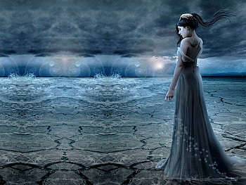 Waiting, girl, abstract, fantasy HD wallpaper