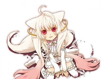 Shoujo Madoka Magica, kawaii, cute, red eyes, long hair, fox, fox ears, please HD wallpaper