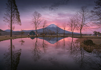 Mount Fuji Reflection, mount-fuji, mountains, nature, reflection HD wallpaper