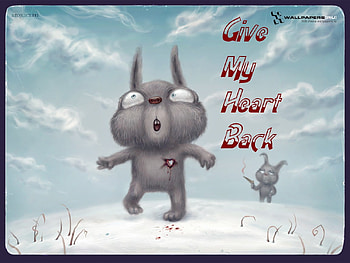 give my heart back, blood, 3d, nice, rabbit HD wallpaper