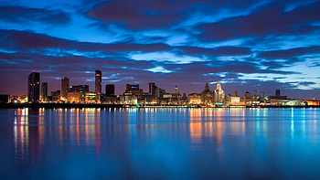 Skyline, River, Liverpool, , Evening, United Kingdom, Cities HD wallpaper