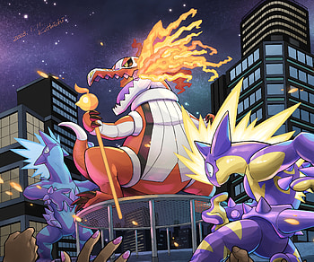 Scarlet City Showdown — Skeledirge, Toxtricity & Gible | Ultra, Toxtricity (Pokémon), Gible (Pokémon), video game, Pokémon: Scarlet And Violet HD wallpaper