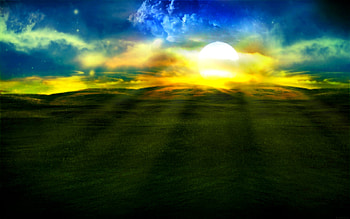 SPRING BLISS, sunshine, beams, field, green, clouds, sun HD wallpaper