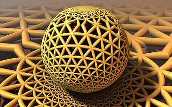 yellow 3D ball, , creative, yellow 3D background, geometric shapes, 3D spheres, abstract backgrounds, yellow 3D sphere HD wallpaper