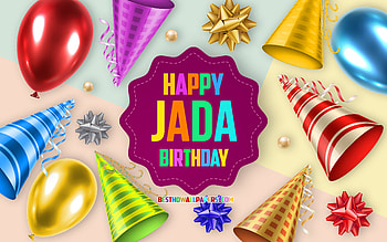 Happy Birtay Jada, , Birtay Balloon Background, Jada, creative art, Happy Jada birtay, silk bows, Jada Birtay, Birtay Party Background HD wallpaper