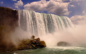 Niagara Falls, river, clouds, waterfall, sky, rocks, usa HD wallpaper