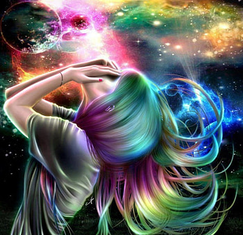 WHY ???, sad, colorful, galaxy, fantasy, beautiful, girl, hair HD wallpaper