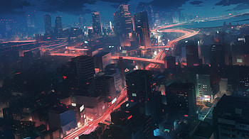 Nighttime Cityscape Art, artistic, city, city night, cityscape, night HD wallpaper
