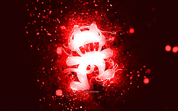 Monstercat red logo, , canadian DJs, red neon lights, creative, red abstract background, Monstercat logo, music stars, Monstercat HD wallpaper
