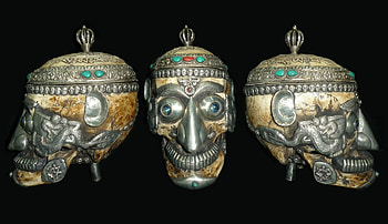 Tibetan Tantric Kapala, semi-precious stones, graphy, decorated, inlay, tantric, kapala, abstract, silver, human skull HD wallpaper