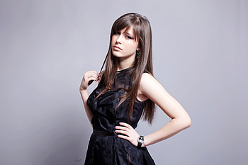 Black dress, brunette, celebrity, Elvira T HD wallpaper