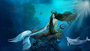 A new world, blue, fantasy, Magical, dreamu, Mermaid HD wallpaper