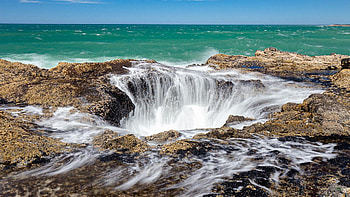 Thor's Well, Oregon Coast, sea, sky, rocks, usa HD wallpaper