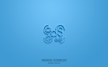 Financial technology 3d icon, blue background, 3d symbols, Financial technology, business icons, 3d icons, Financial technology sign, business 3d icons HD wallpaper