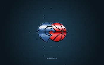 CB Breogan, Spanish basketball club, red logo, blue carbon fiber background, Liga ACB, basketball, Lugo, Spain, CB Breogan logo HD wallpaper