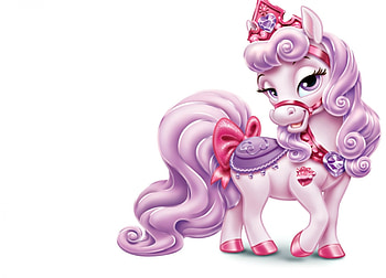 Bloom, palace pets, animal, white, horse, cute, fleur, disney, aurora, purple, pink, fantasy, pony HD wallpaper