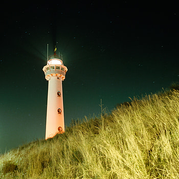Nature, Grass, Night, Building, Shine, Light, Lighthouse HD phone wallpaper