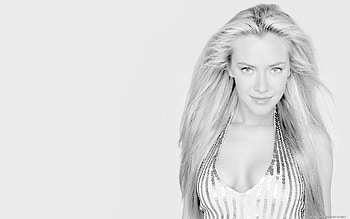 Kristanna Locken, white, black, blonde, bw, girl, actress, woman HD wallpaper