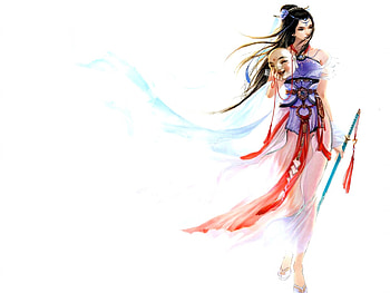 SWORD GIRL with MASK, sword, mask, game, girl, oriental HD wallpaper