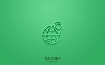 Geo targeting 3d icon, green background, 3d symbols, Geo targeting, SEO icons, 3d icons, Geo targeting sign, SEO 3d icons HD wallpaper