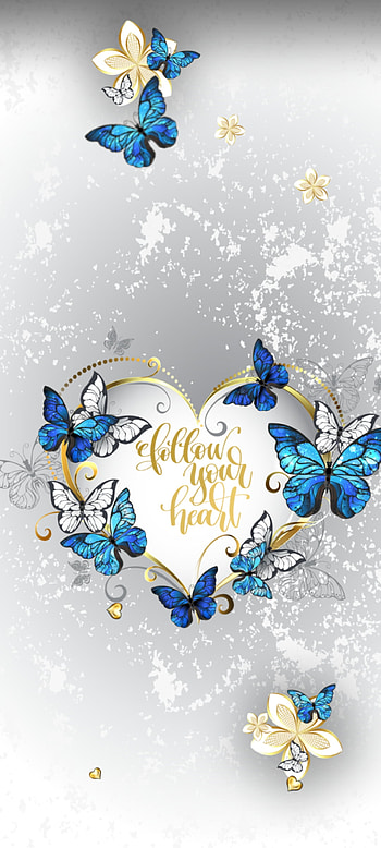 Blue Butterfly, aqua, beautiful, moths and butterflies, heart HD phone wallpaper