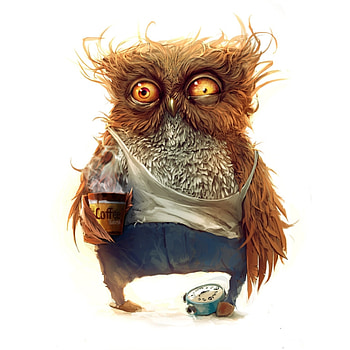 Preview owl, coffee, alarm clock HD phone wallpaper