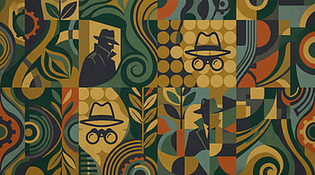 Secret Agent Mosaic — Spy, Detective, Fedora, Silhouette, Abstract Pattern HD wallpaper