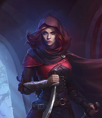 Woman assassin, beautiful, red head, illustration HD phone wallpaper