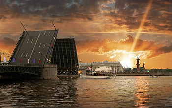 Cities, Rivers, Sunset, City, Bridge, Russia, St. Petersburg, Saint Petersburg HD wallpaper